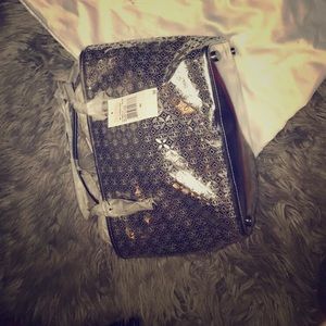 MK Metallic silver small travel tote real leather!